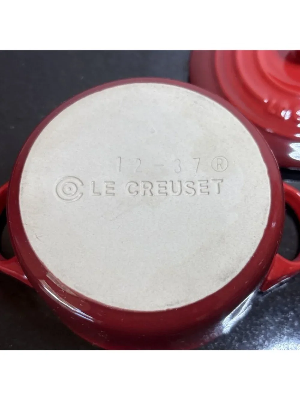Le Creuset Mini Dutch Oven Cocotte Cerise Enameled Ceramic Ramekin Round Lid 8oz
